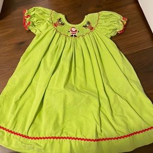 Smocked lime green Christmas dress